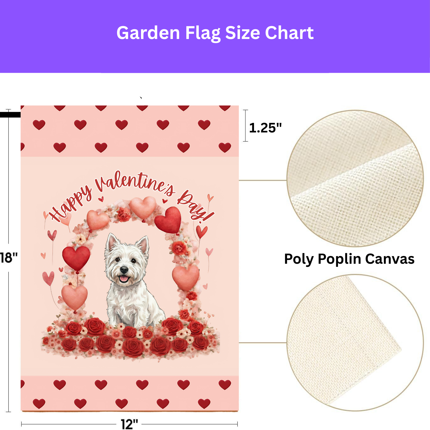 Valentine's Day Westie Garden Flag
