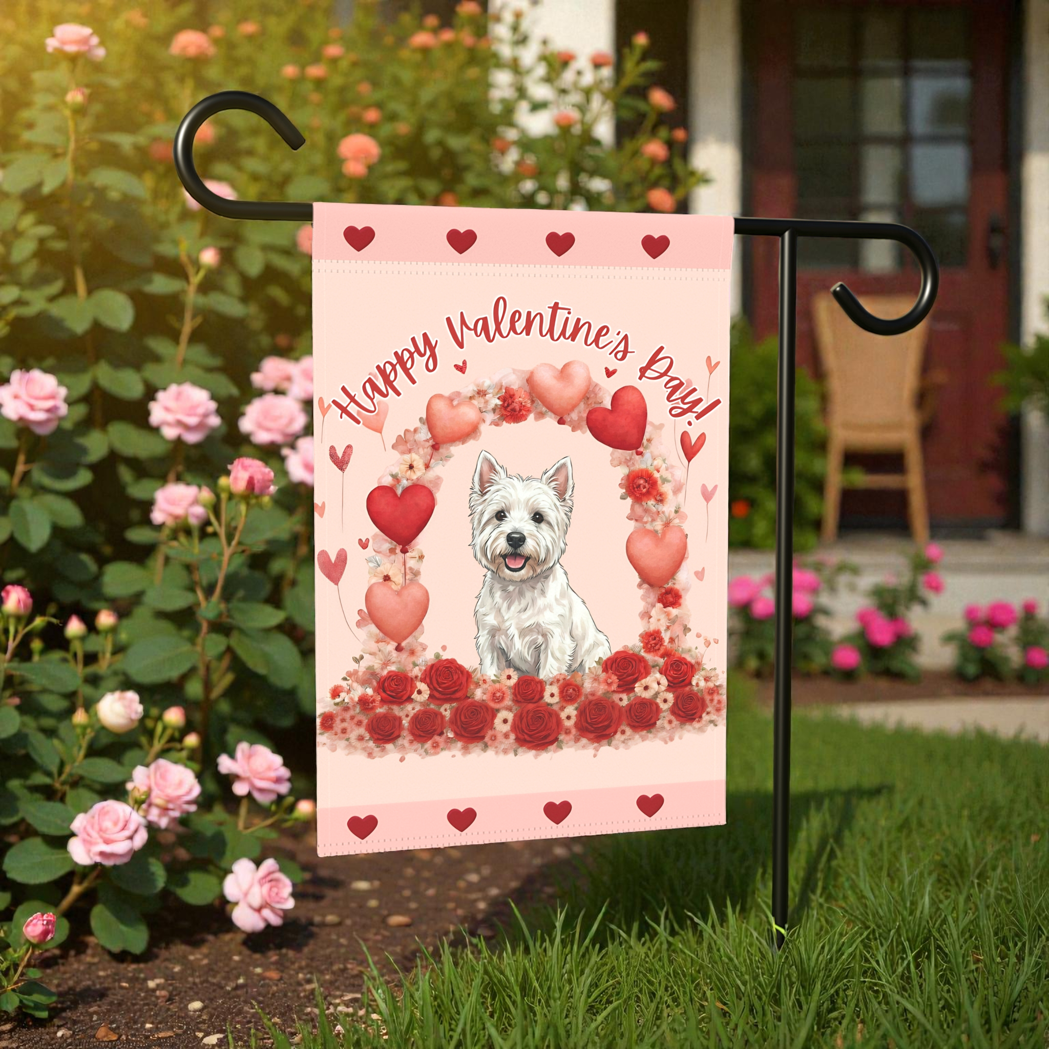 Valentine's Day Westie Garden Flag