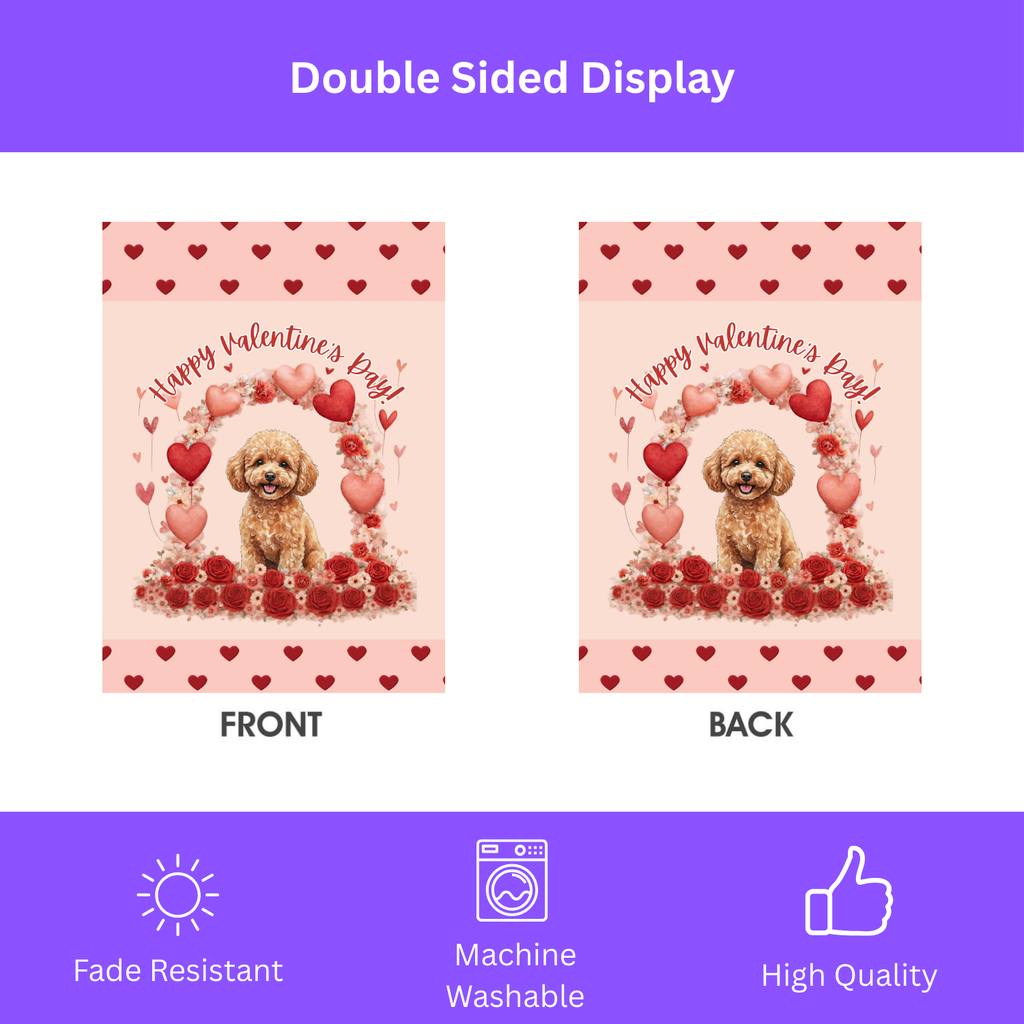 Valentine's Day Toy Poodle Garden Flag