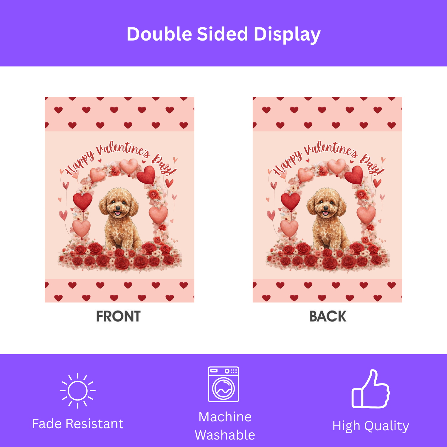 Valentine's Day Toy Poodle Garden Flag
