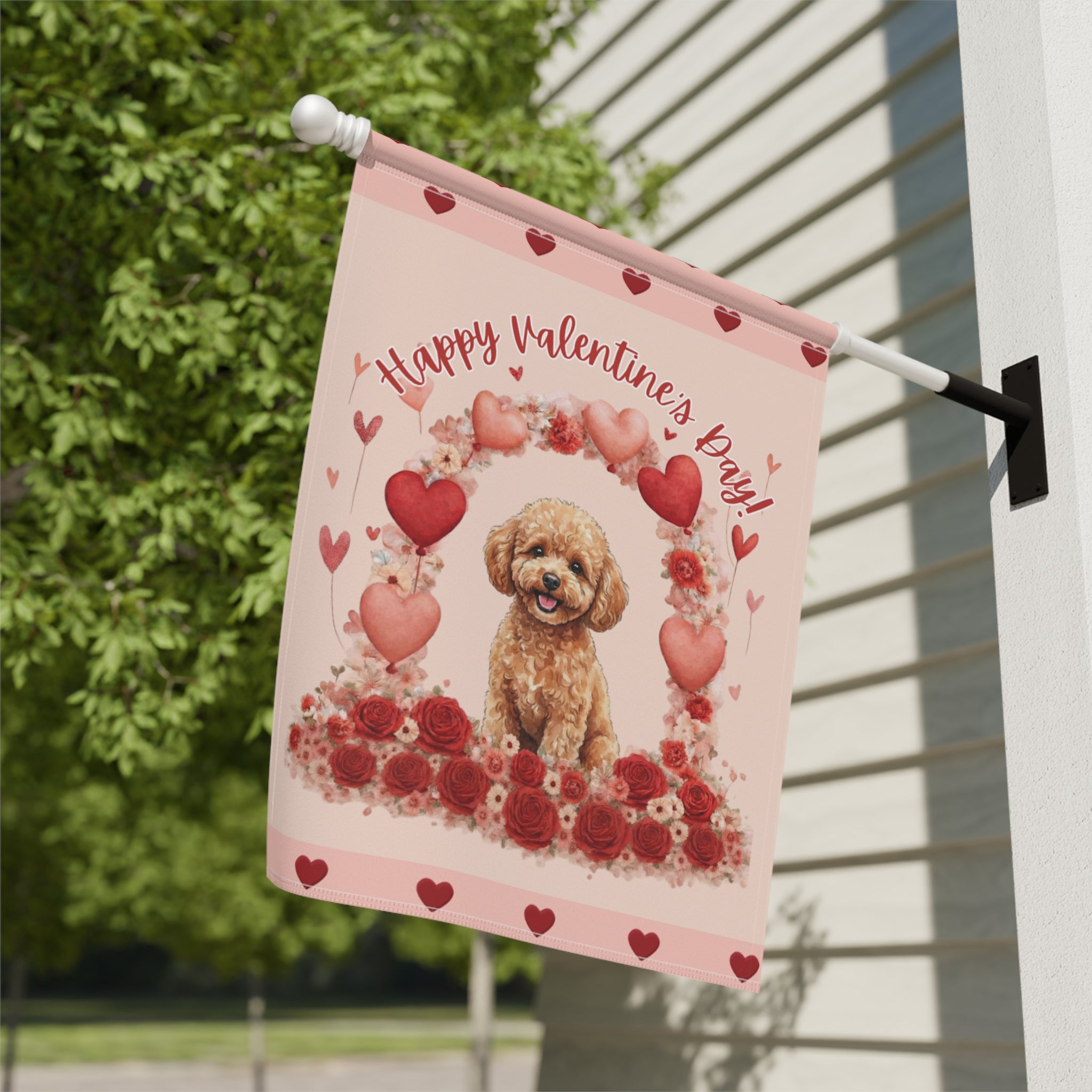 Valentine's Day Toy Poodle Garden Flag