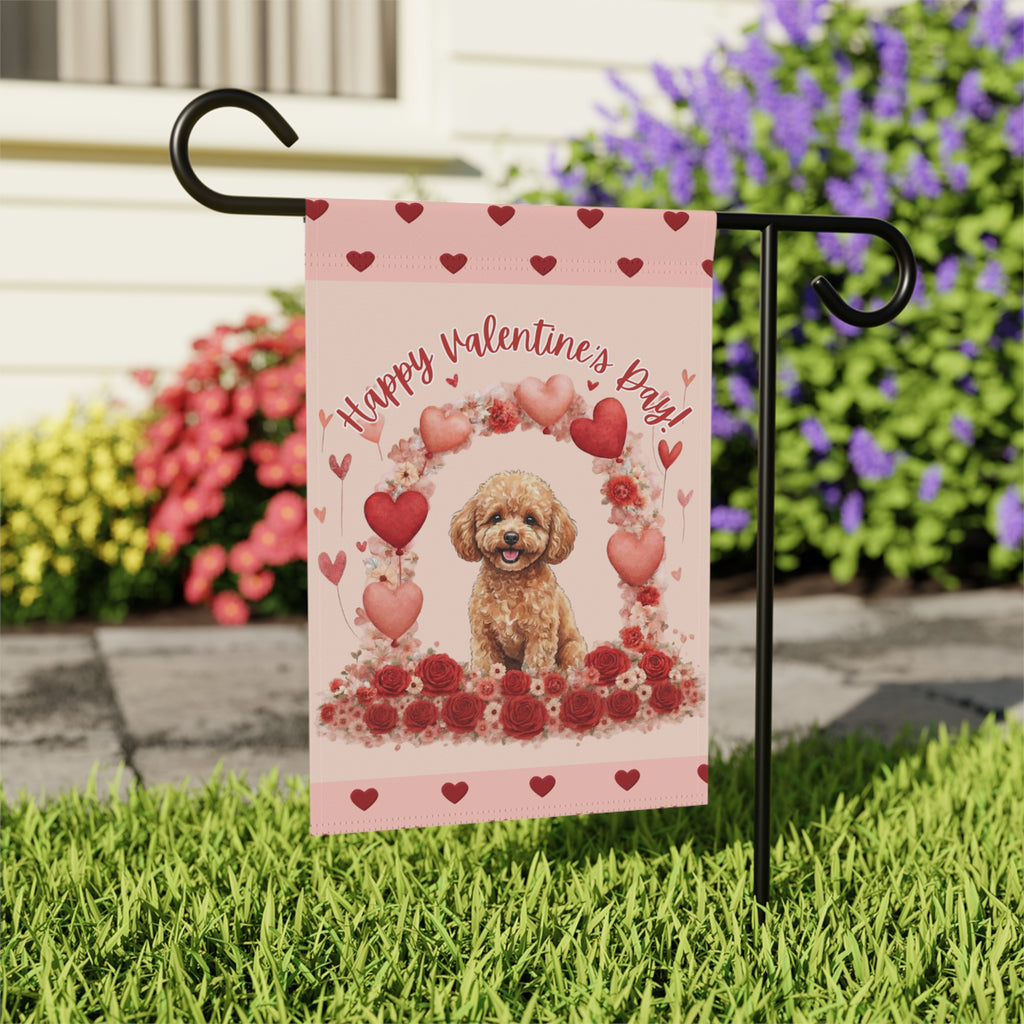 Valentine's Day Toy Poodle Garden Flag
