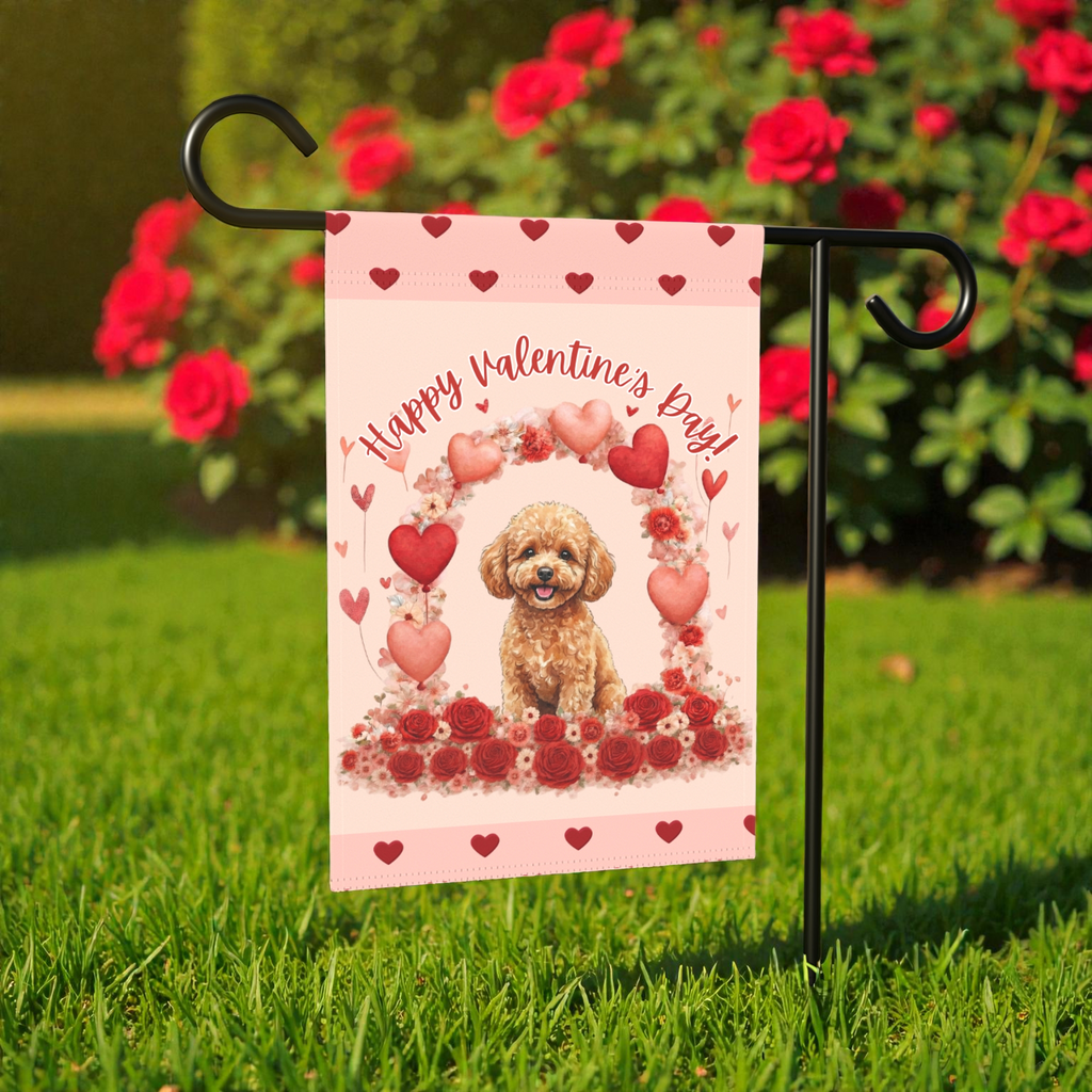 Valentine's Day Toy Poodle Garden Flag