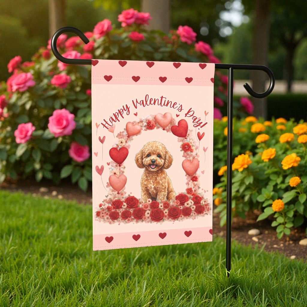 Valentine's Day Toy Poodle Garden Flag
