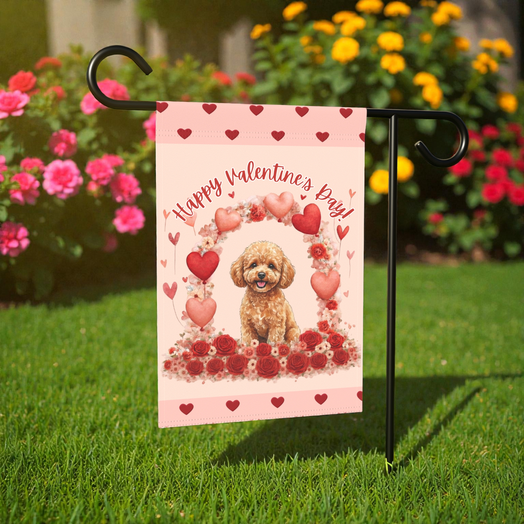 Valentine's Day Toy Poodle Garden Flag