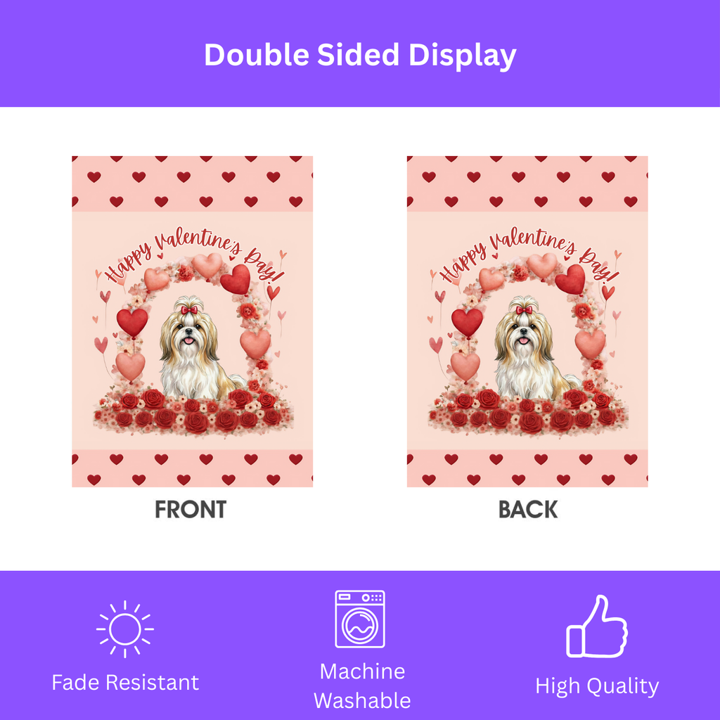Valentine's Day Shih Tzu Garden Flag