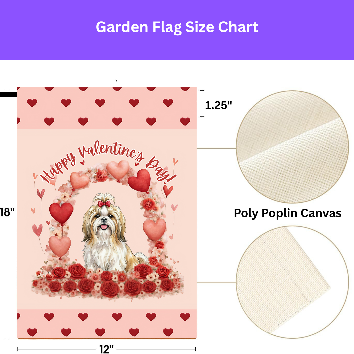 Valentine's Day Shih Tzu Garden Flag