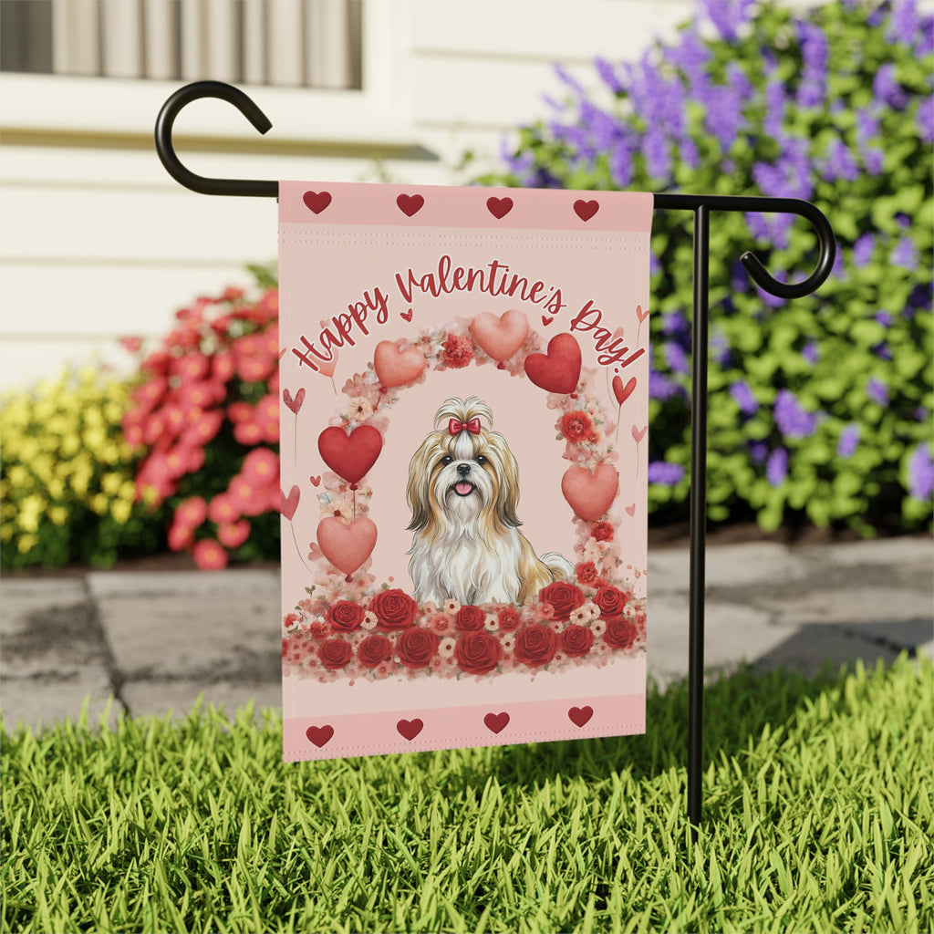 Valentine's Day Shih Tzu Garden Flag