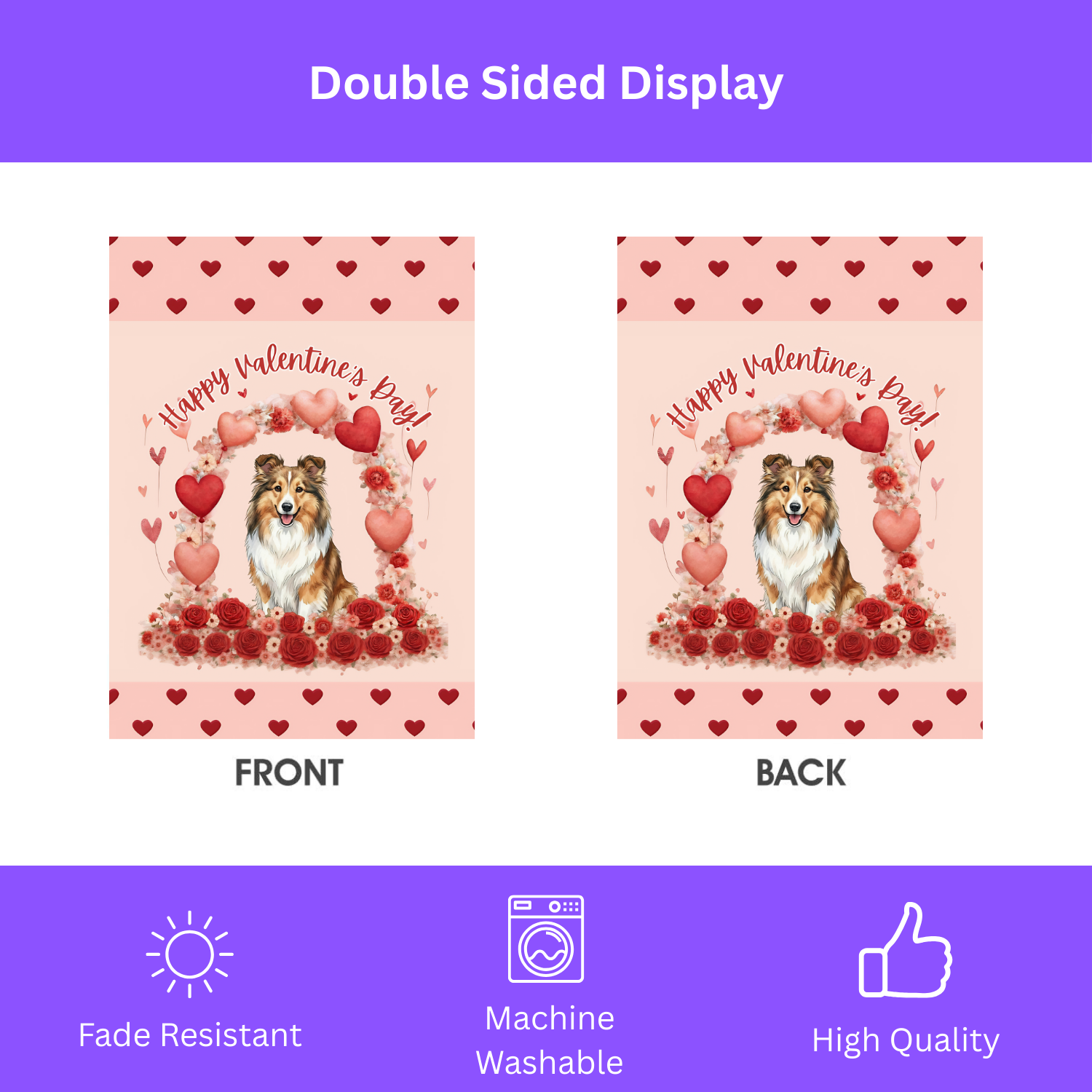 Valentine's Sheltie Garden Flag