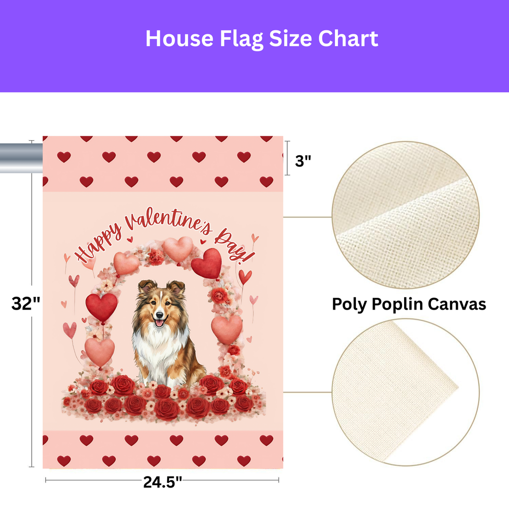 Valentine's Sheltie Garden Flag