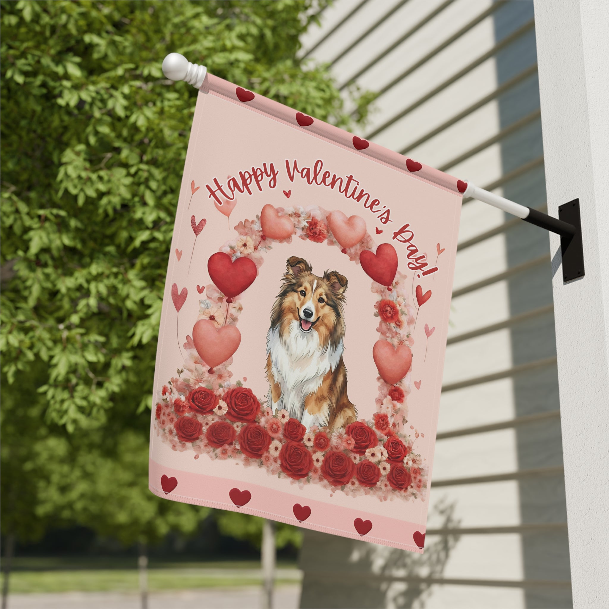 Valentine's Sheltie Garden Flag