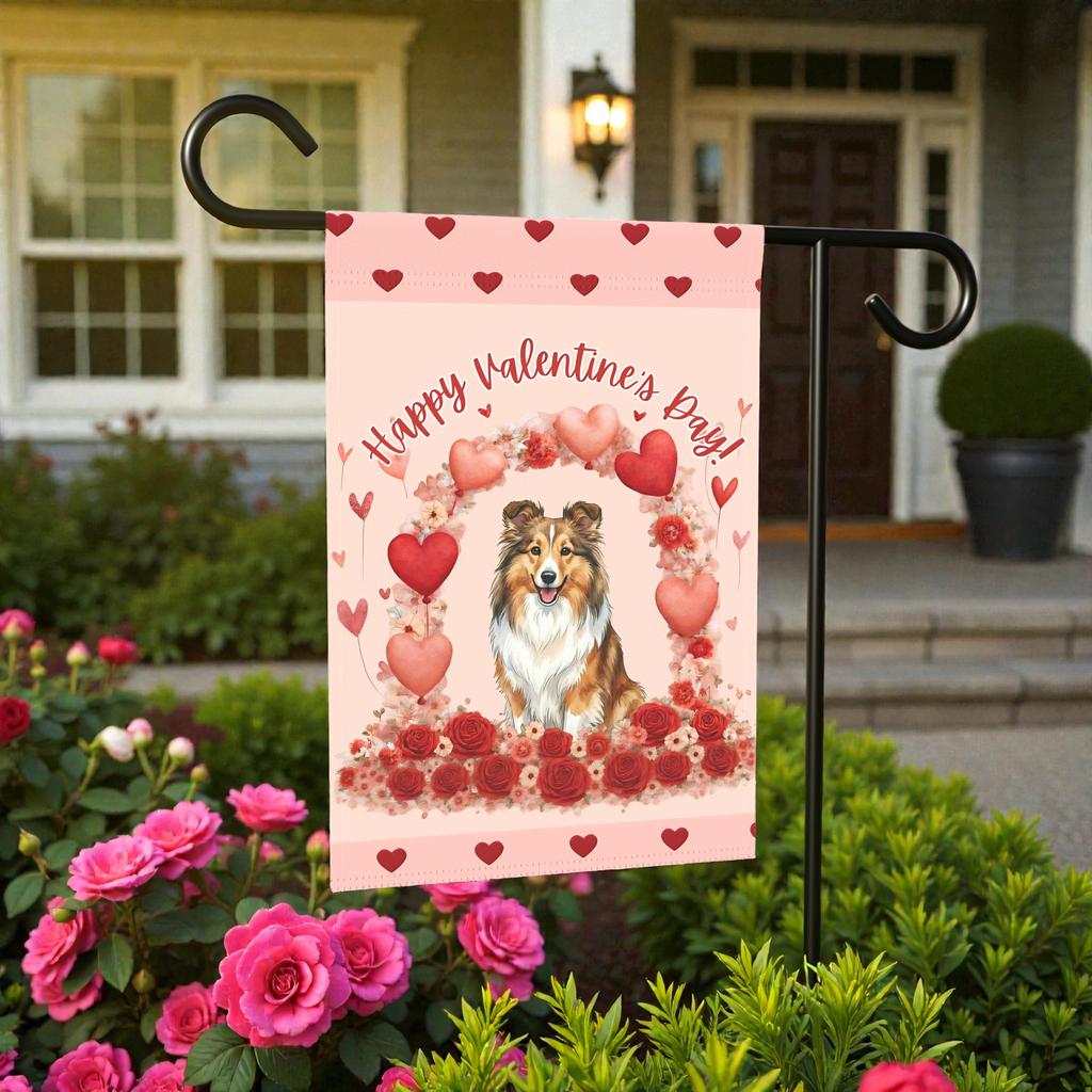 Valentine's Sheltie Garden Flag