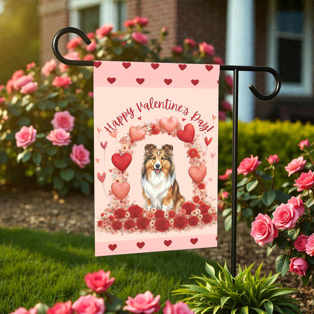 Valentine's Sheltie Garden Flag