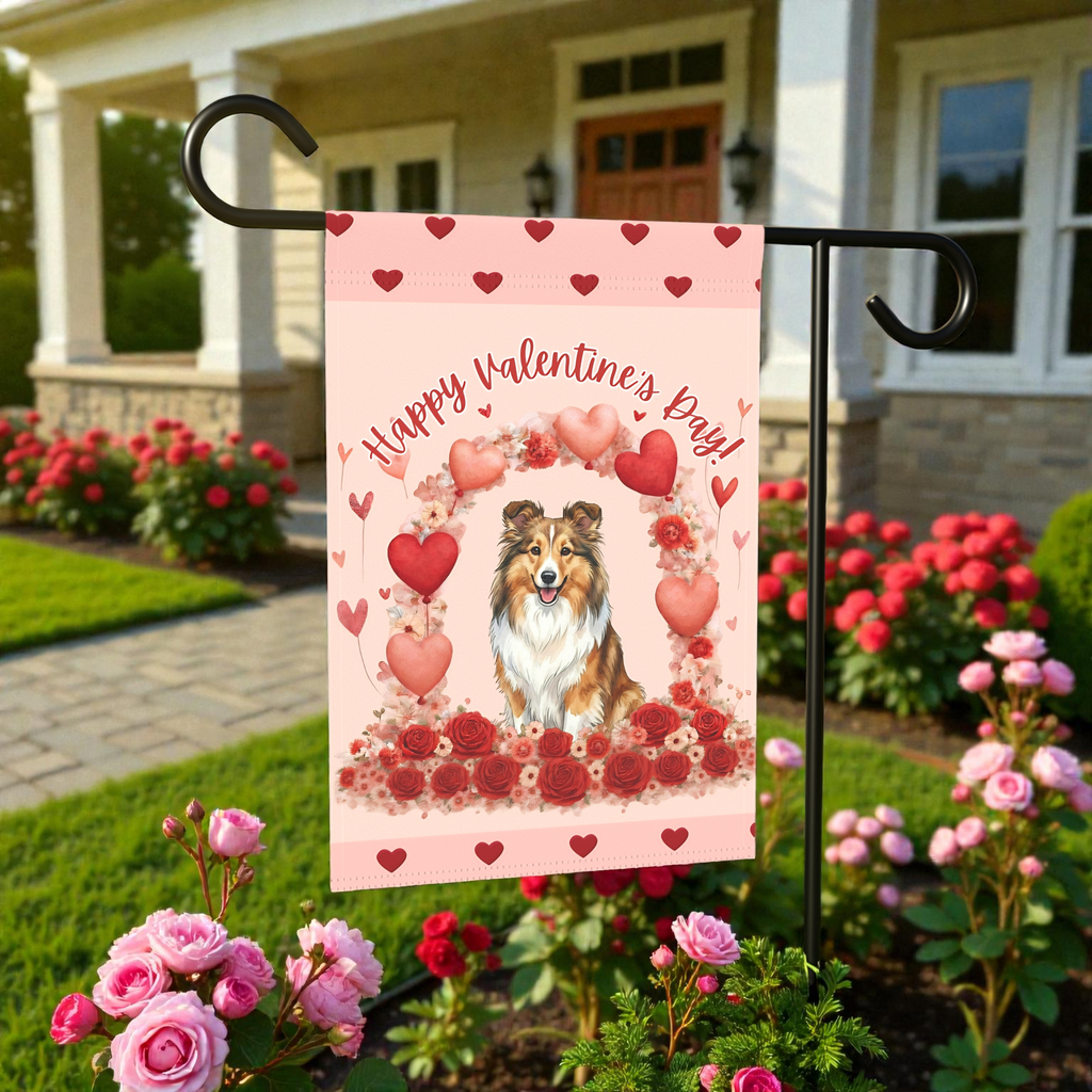 Valentine's Sheltie Garden Flag