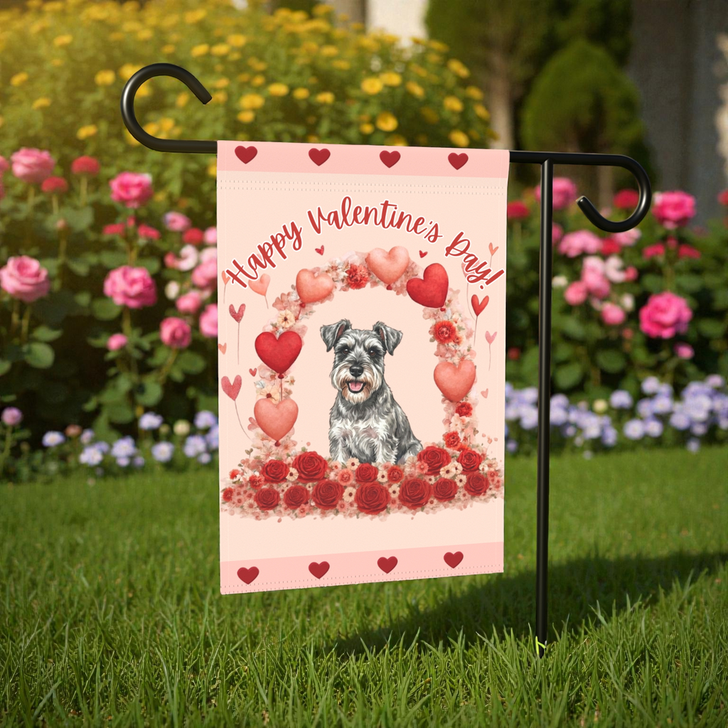Valentine's Day Schnauzer Garden Flag
