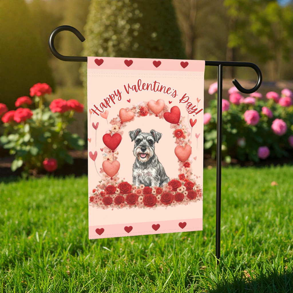 Valentine's Day Schnauzer Garden Flag