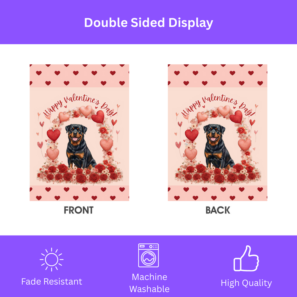 Valentine’s Day Rottweiler Garden Flag