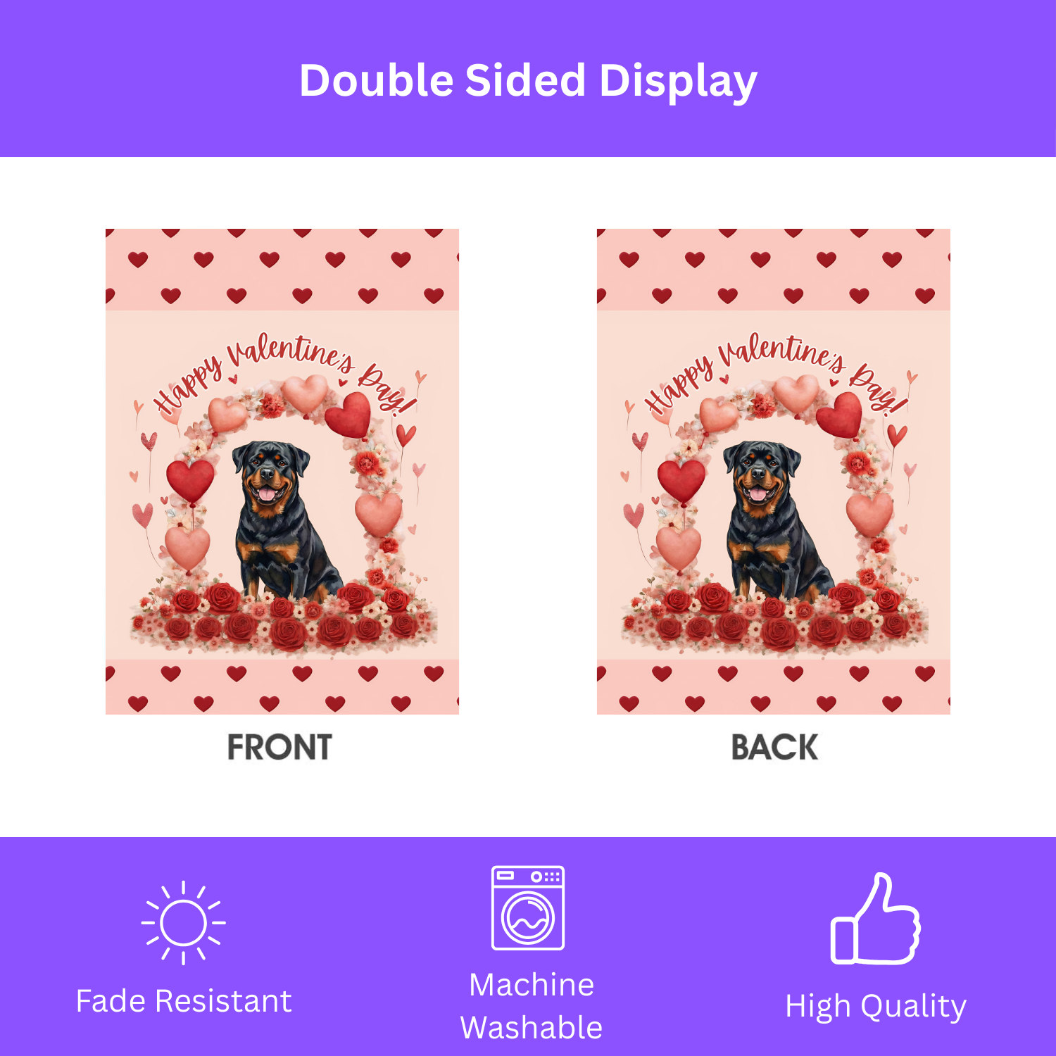 Valentine’s Day Rottweiler Garden Flag