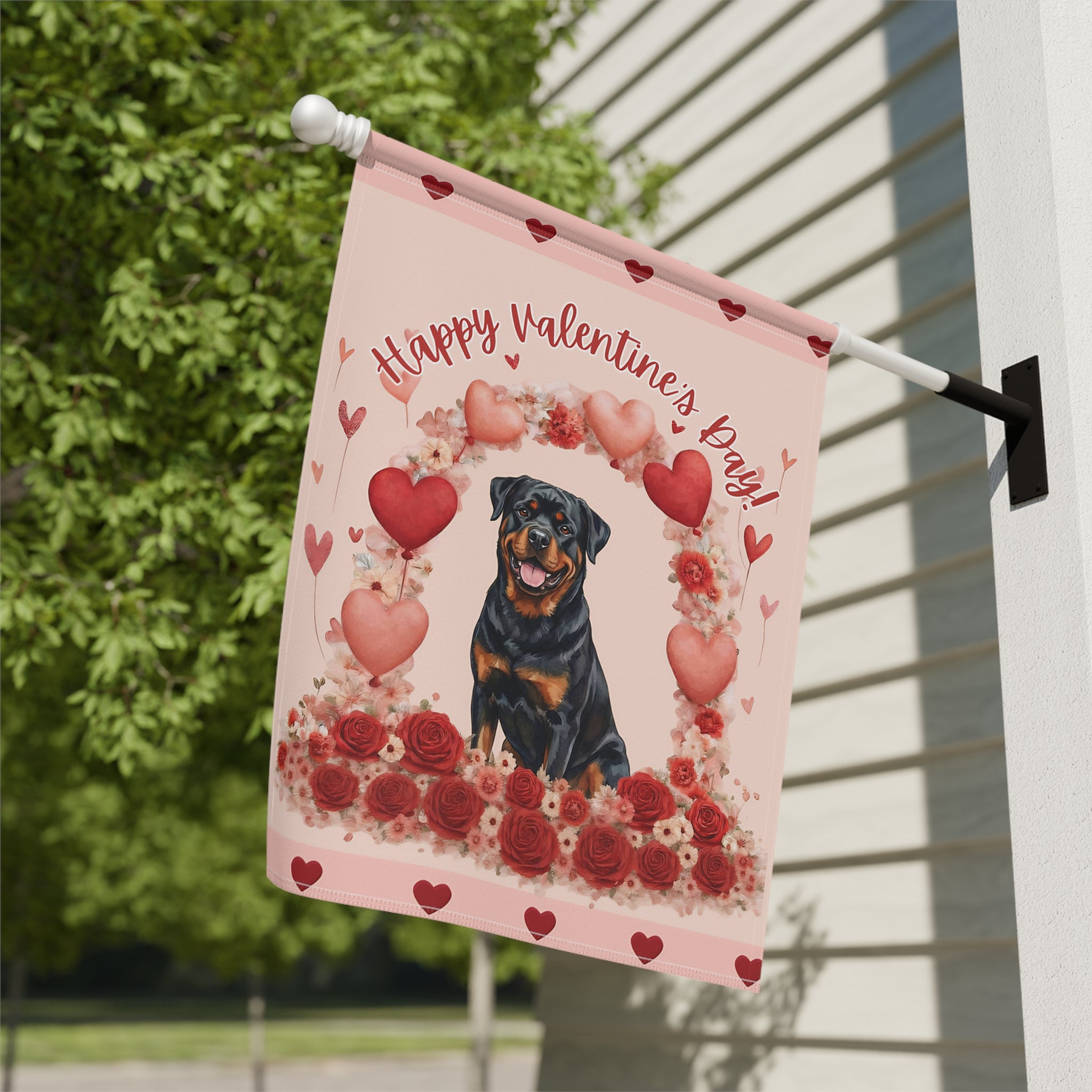 Valentine’s Day Rottweiler Garden Flag