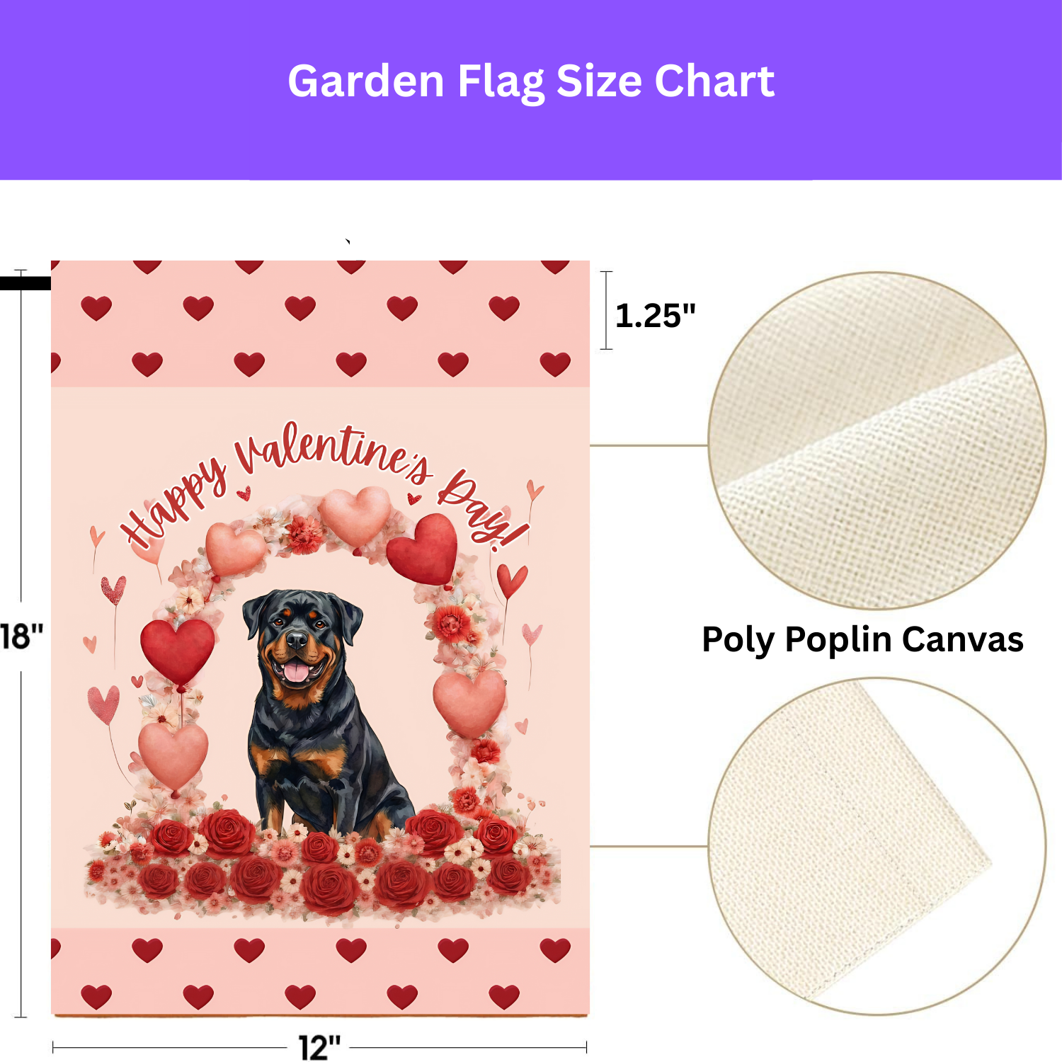 Valentine’s Day Rottweiler Garden Flag