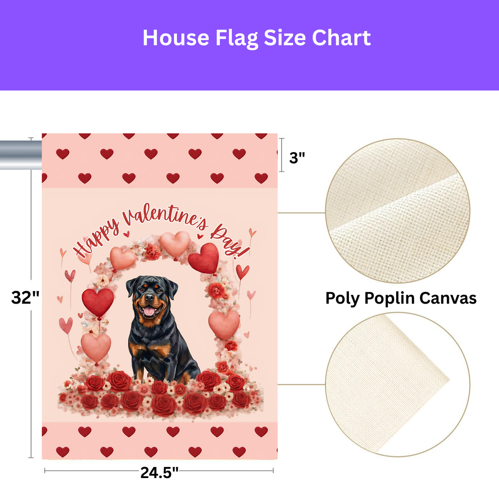 Valentine’s Day Rottweiler Garden Flag