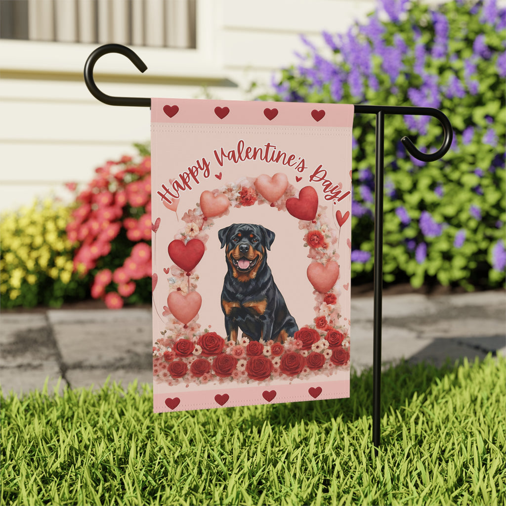 Valentine’s Day Rottweiler Garden Flag