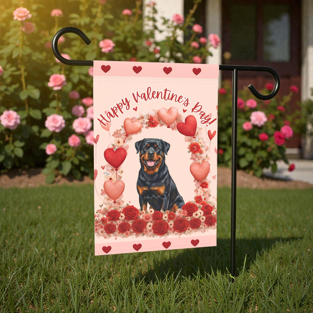 Valentine’s Day Rottweiler Garden Flag