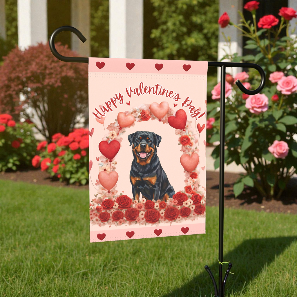 Valentine’s Day Rottweiler Garden Flag