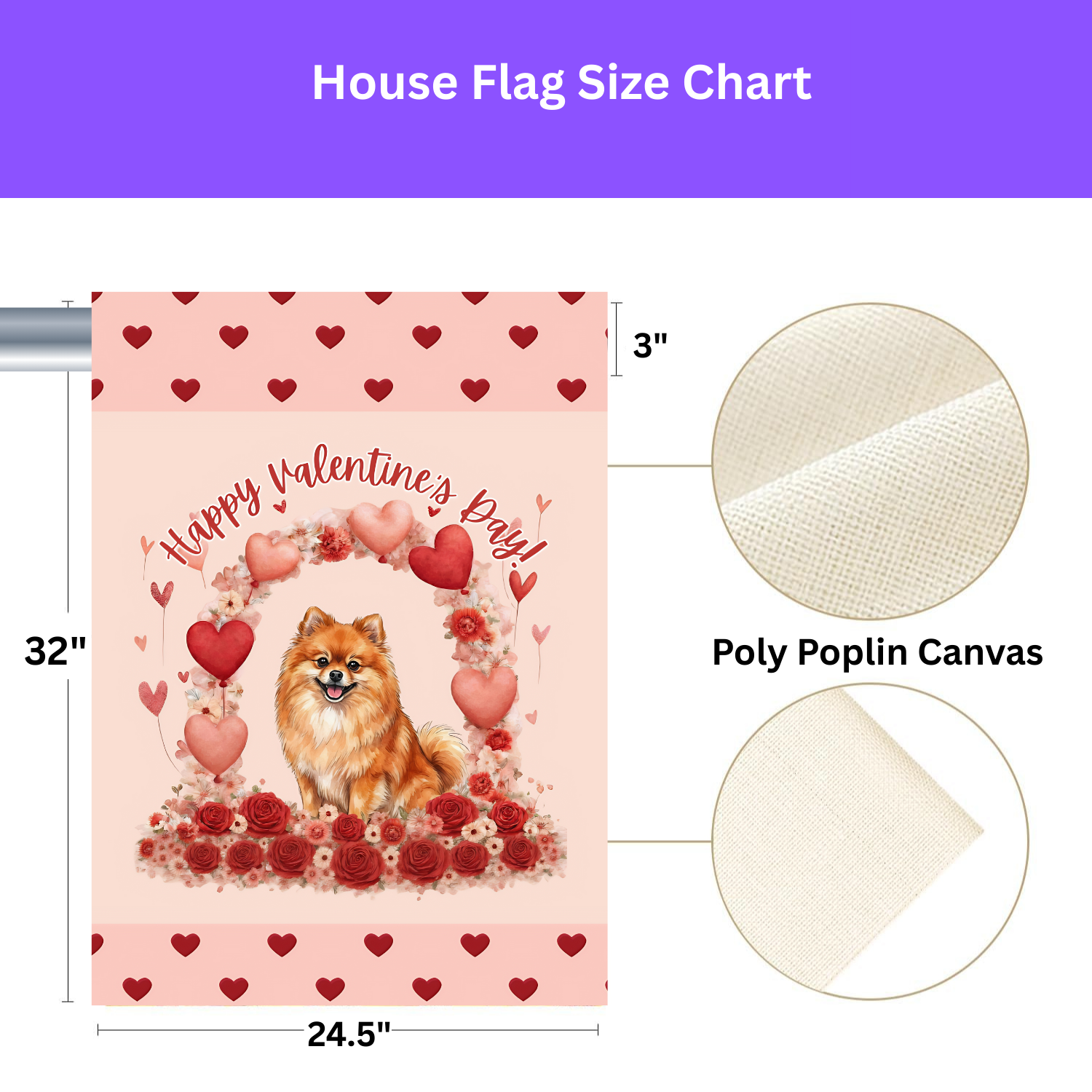 Valentine's Day Pomeranian Garden Flag