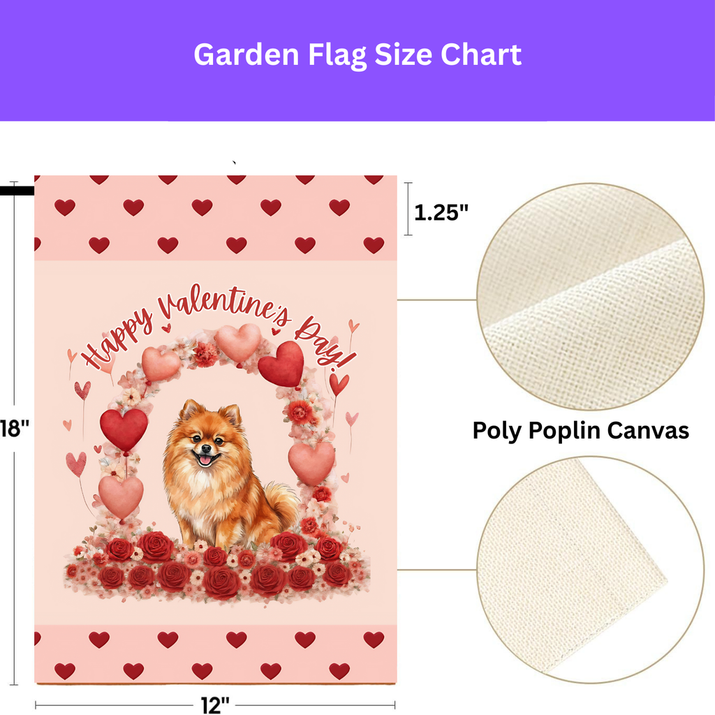 Valentine's Day Pomeranian Garden Flag
