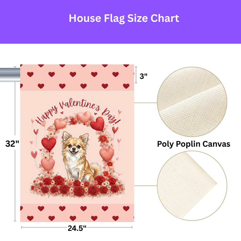 Valentine’s Day Long Haired Chihuahua Garden Flag