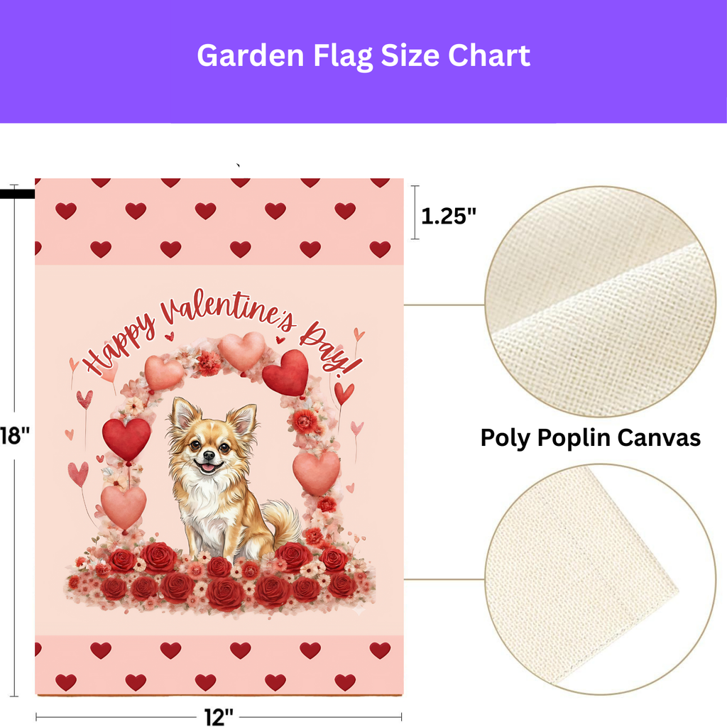 Valentine’s Day Long Haired Chihuahua Garden Flag