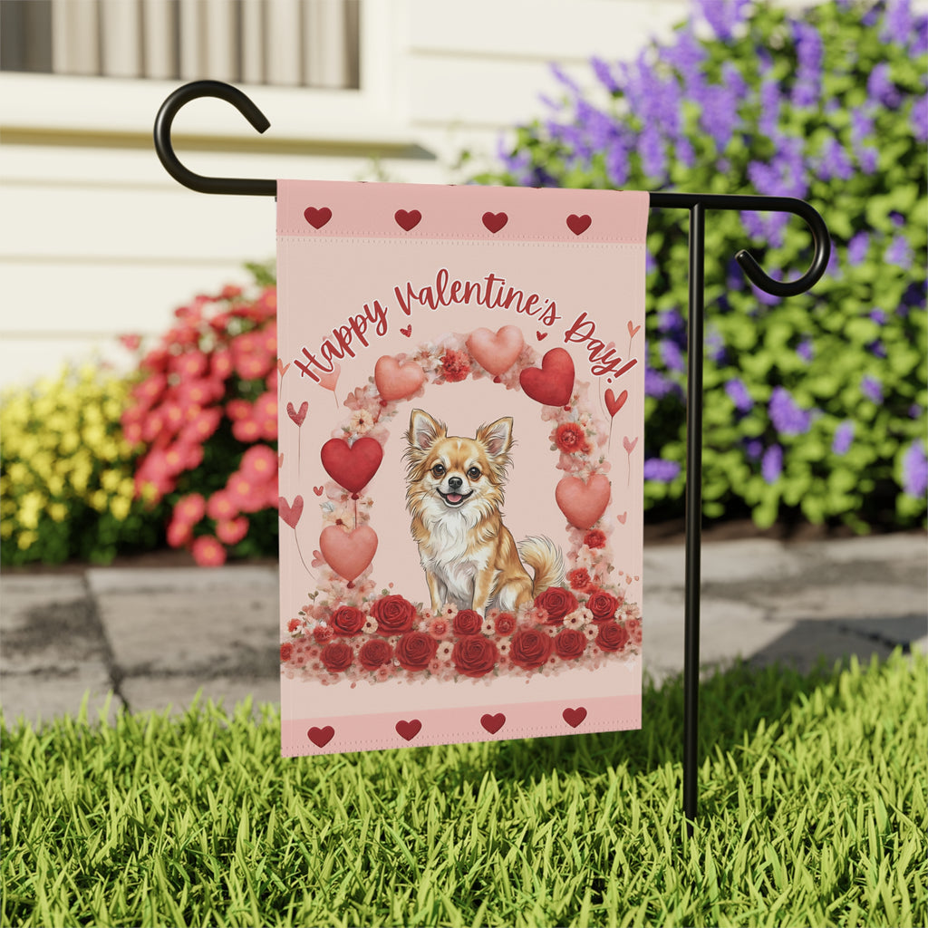 Valentine’s Day Long Haired Chihuahua Garden Flag