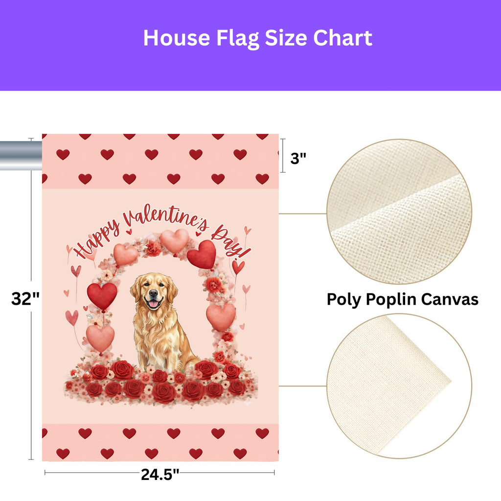 Valentine's Golden Retriever Garden Flag