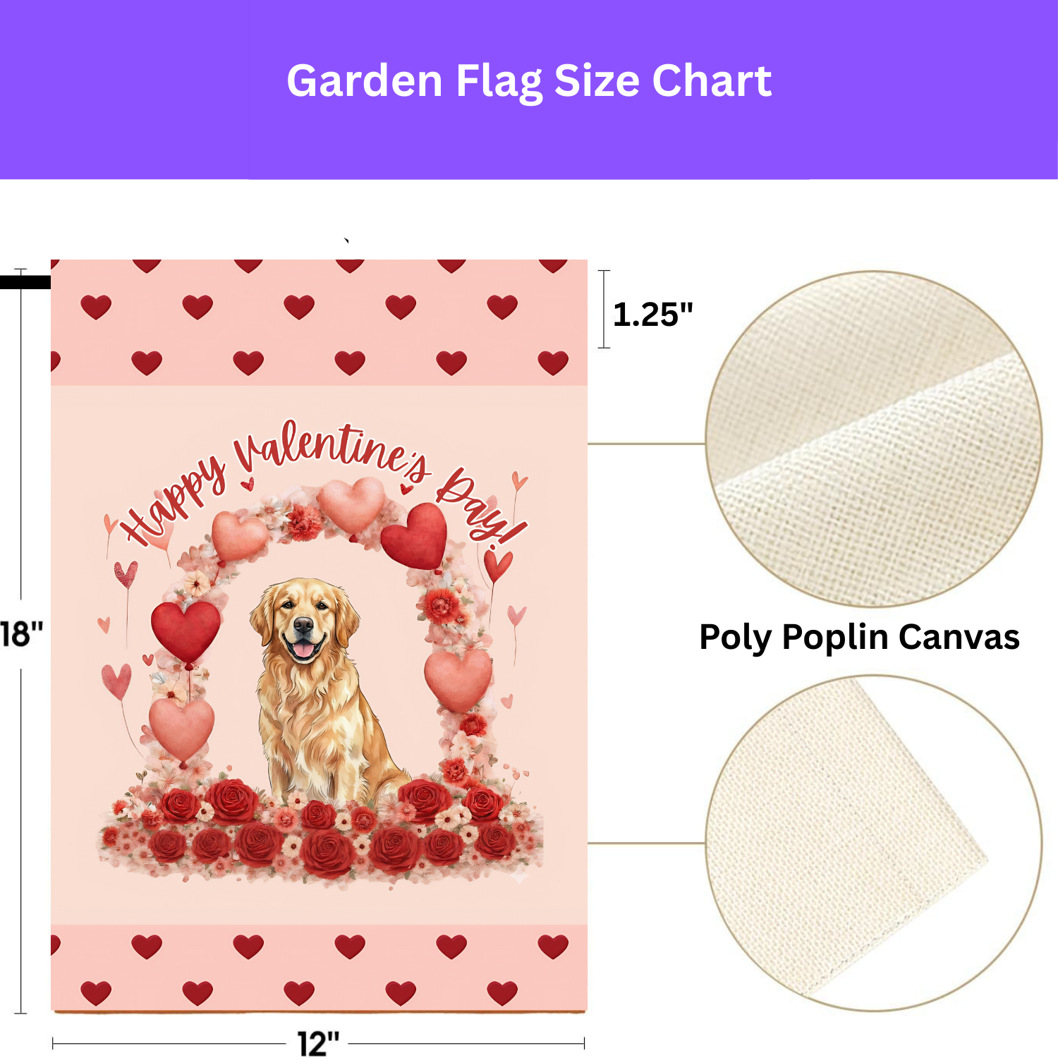 Valentine's Golden Retriever Garden Flag