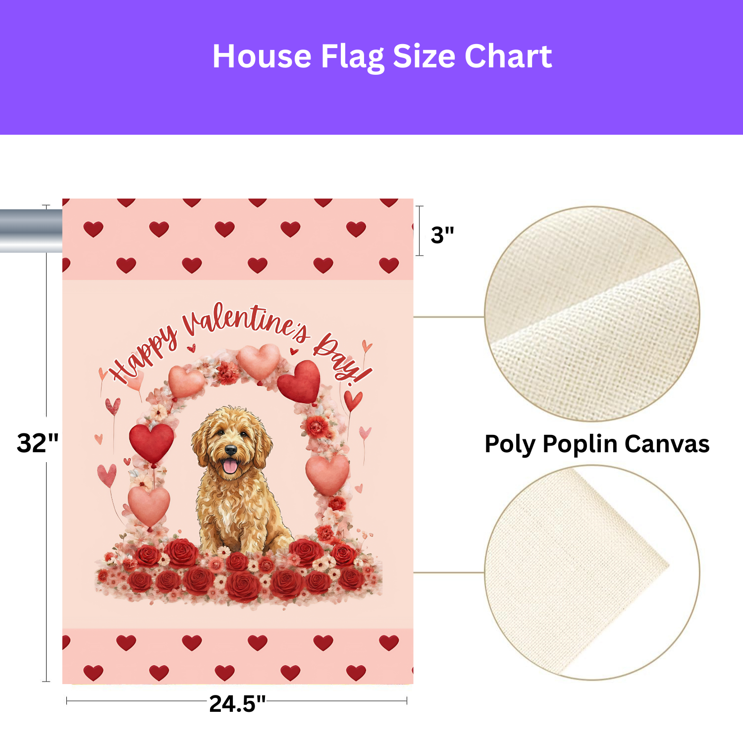 Valentine's Day Golden Noodle Garden Flag