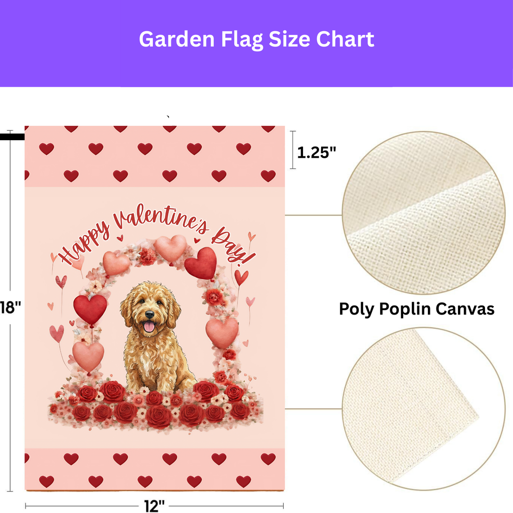 Valentine's Day Golden Noodle Garden Flag