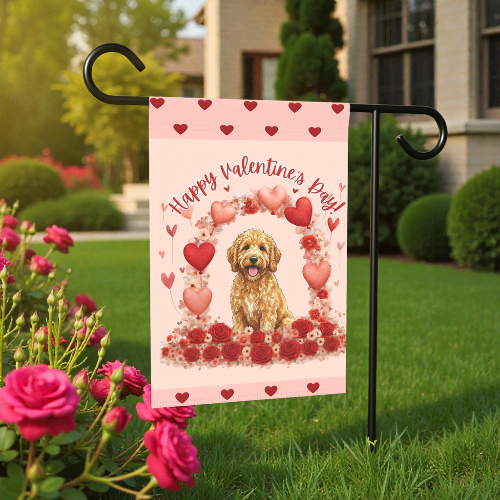 Valentine's Day Golden Noodle Garden Flag