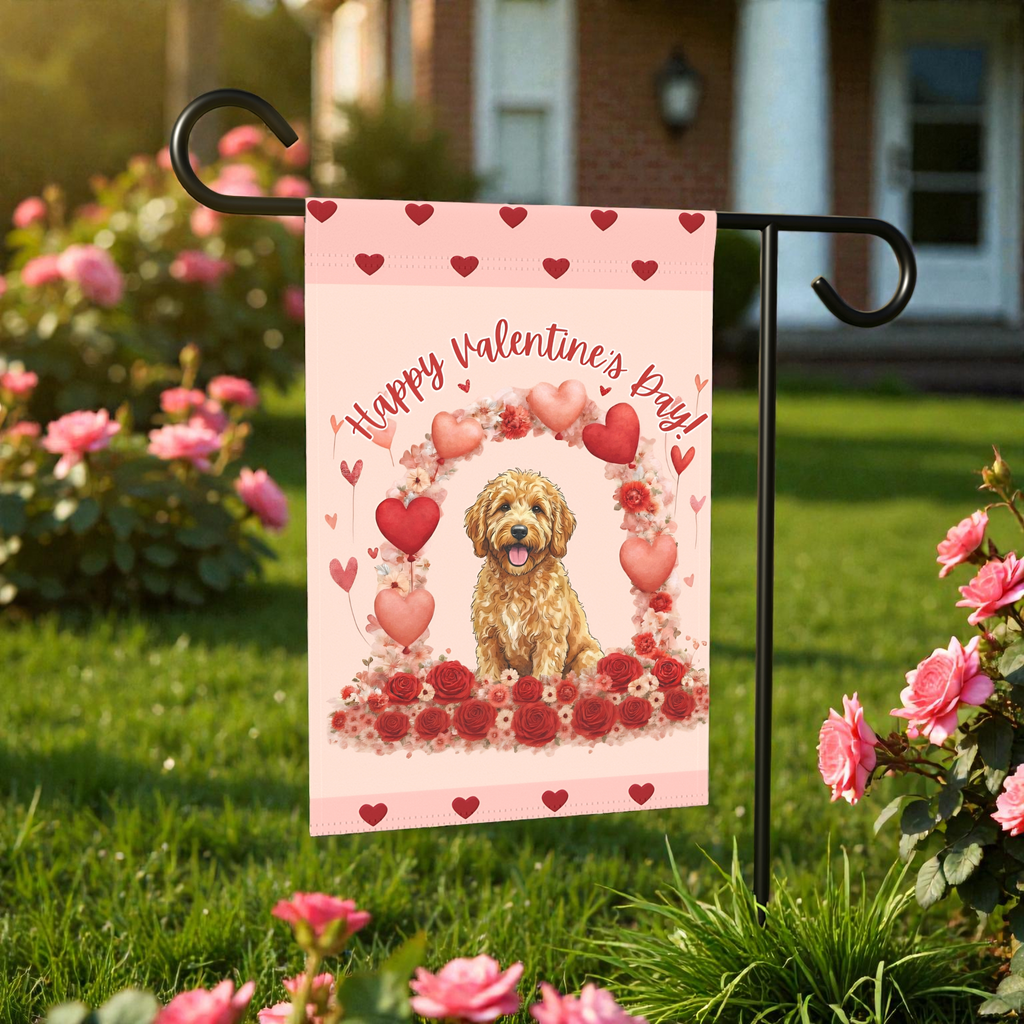 Valentine's Day Golden Noodle Garden Flag