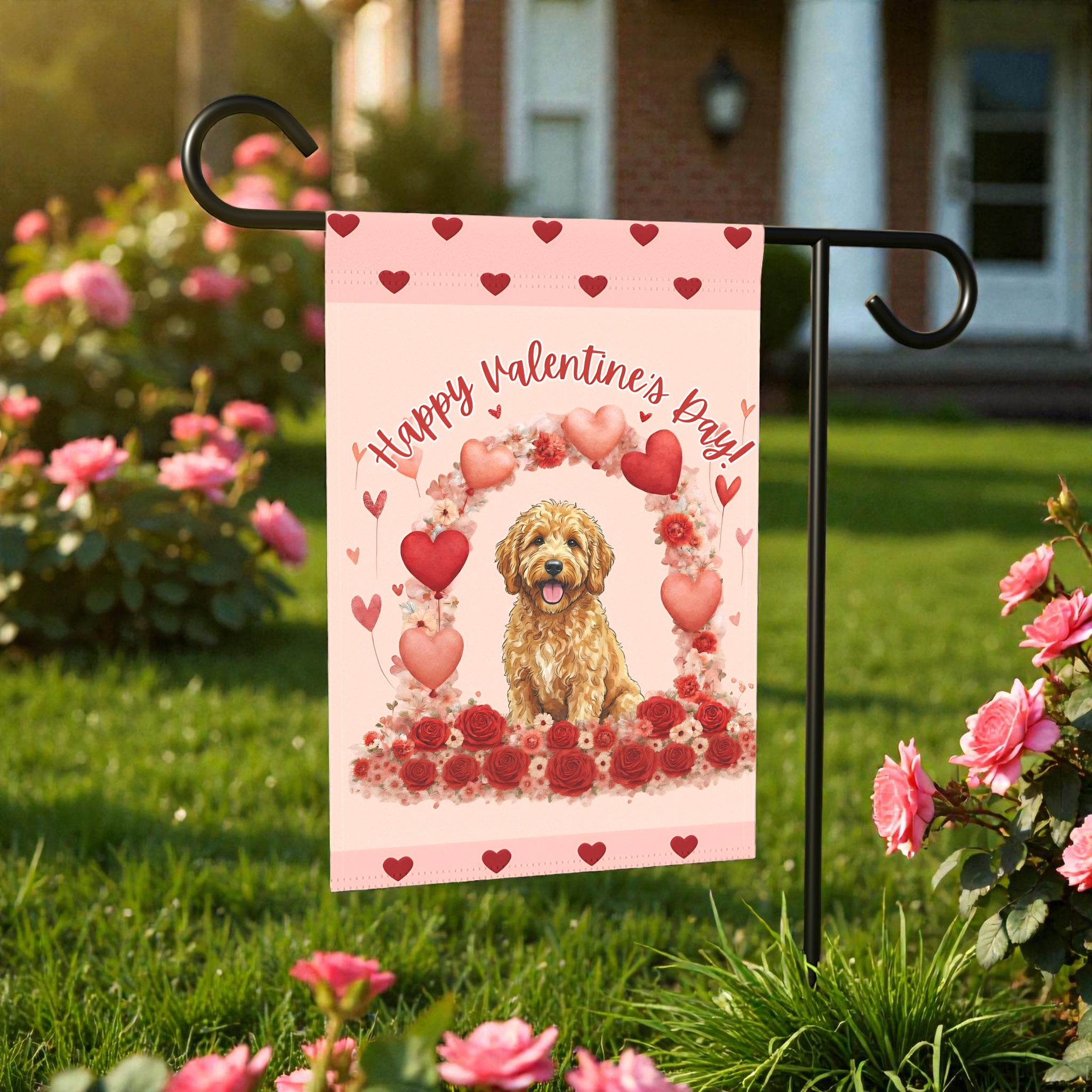 Valentine's Day Golden Noodle Garden Flag