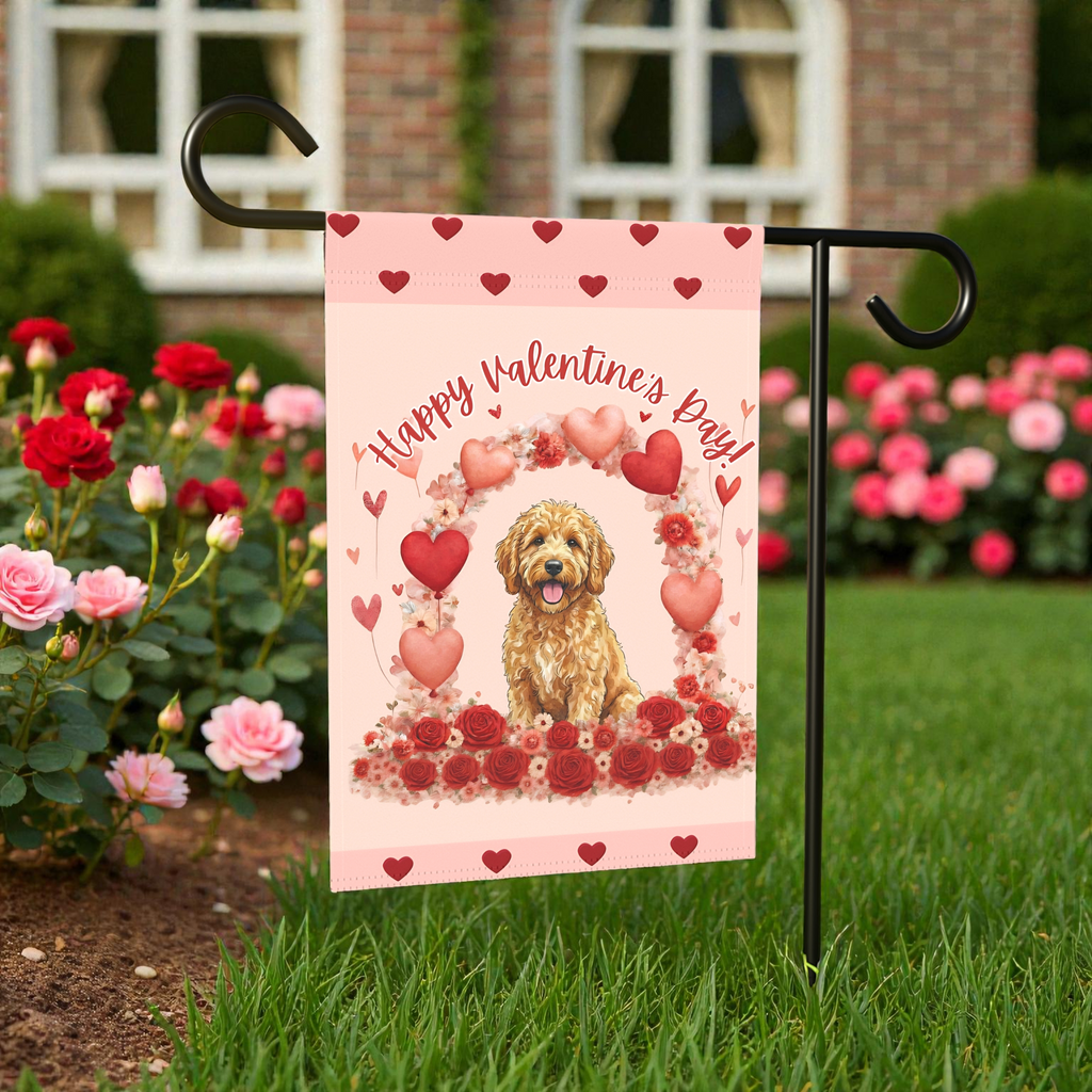 Valentine's Day Golden Noodle Garden Flag