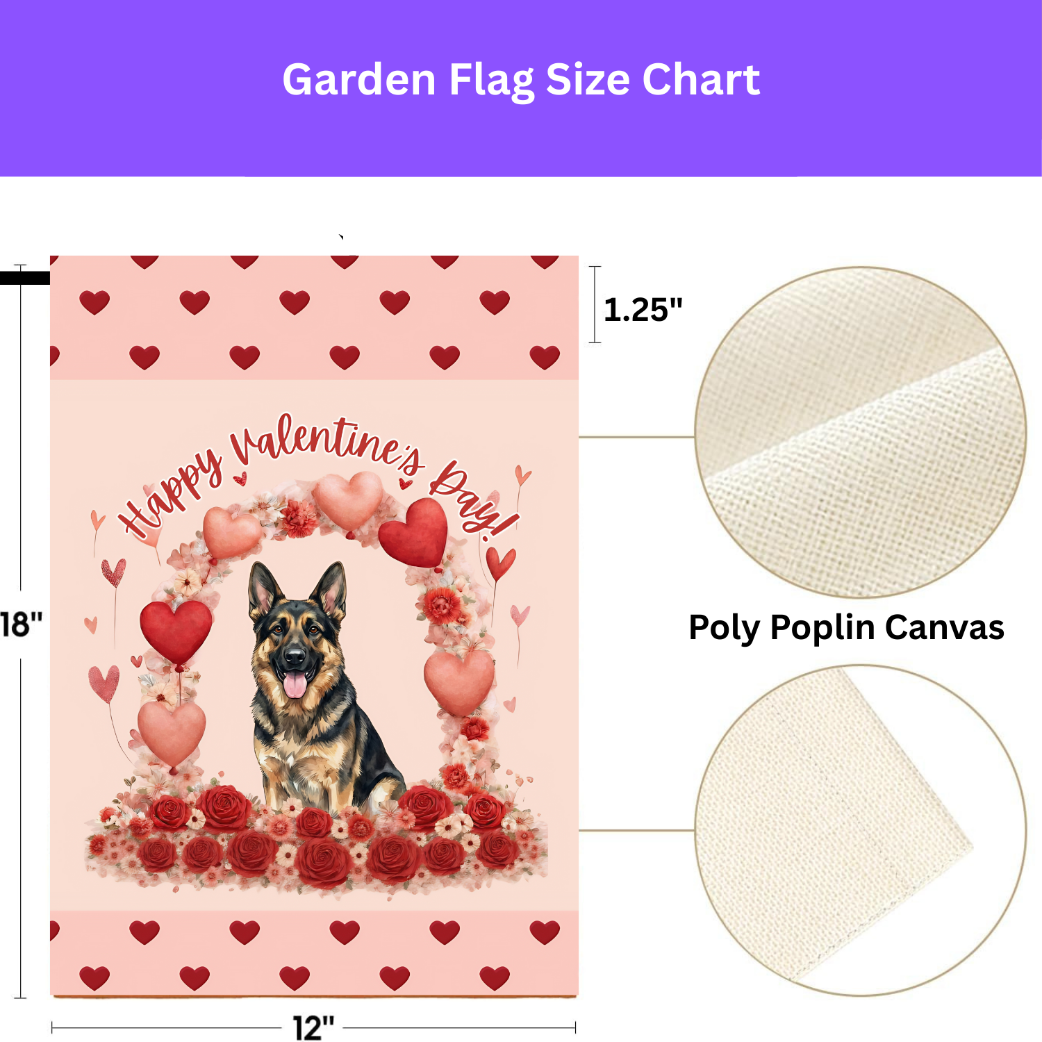 Valentine's German Shepherd Garden Flag