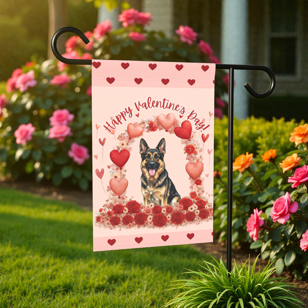 Valentine's German Shepherd Garden Flag