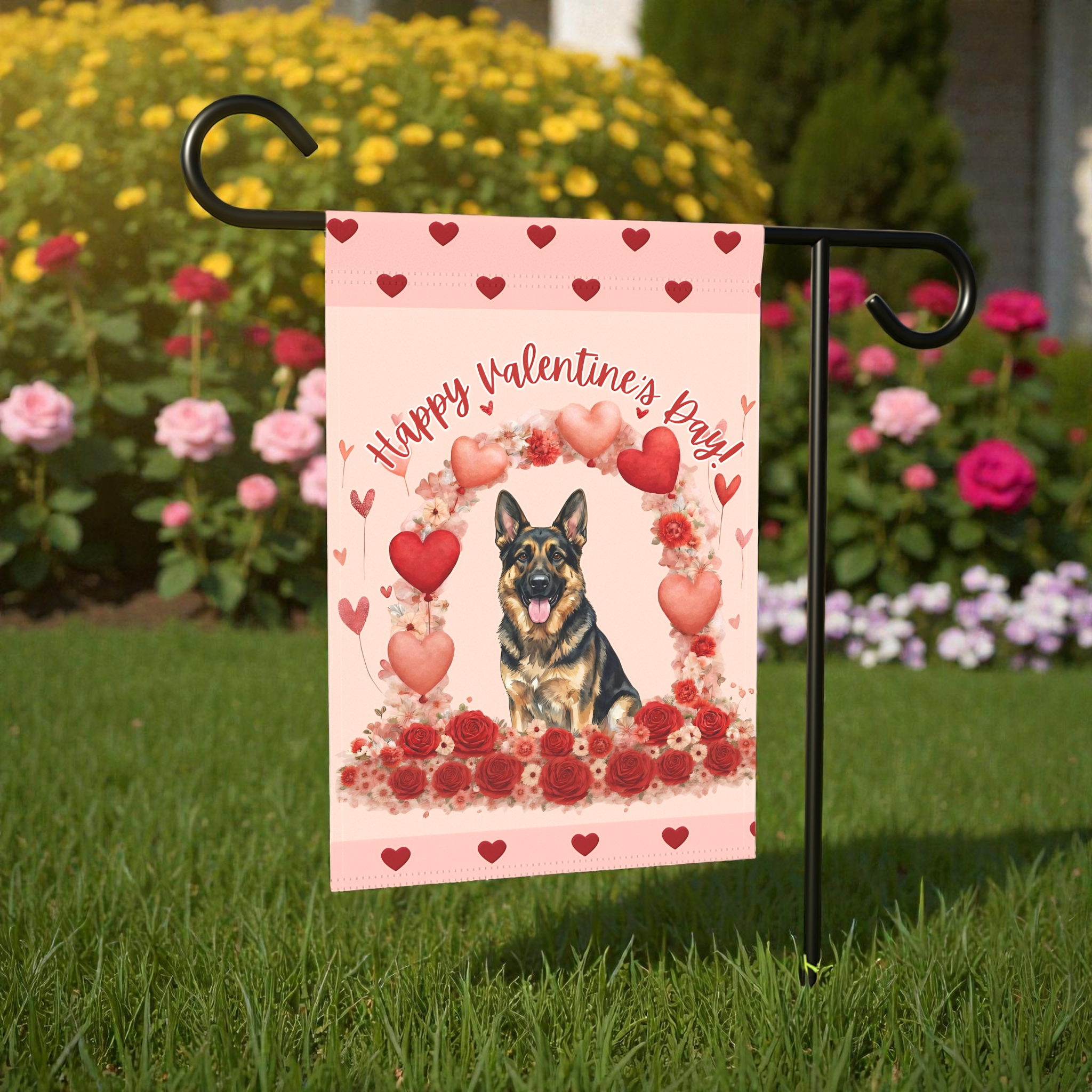 Valentine's German Shepherd Garden Flag