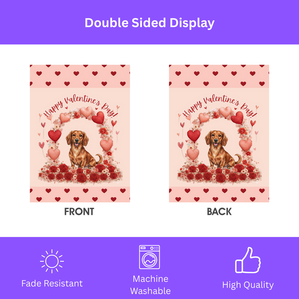 Valentine's Day Dachshund Garden Flag