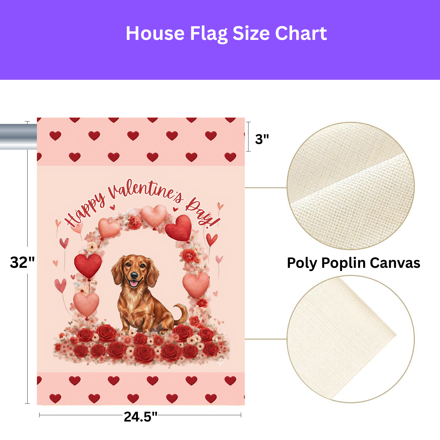 Valentine's Day Dachshund Garden Flag
