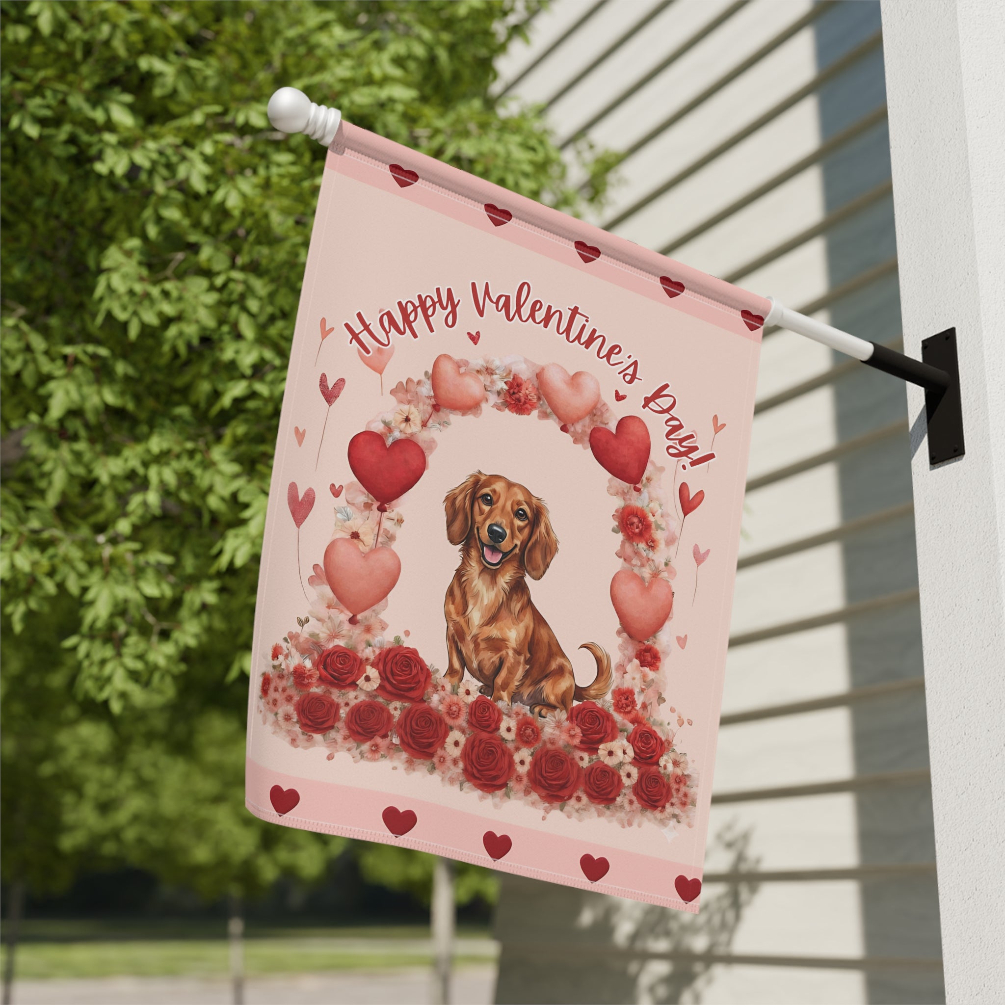 Valentine's Day Dachshund Garden Flag
