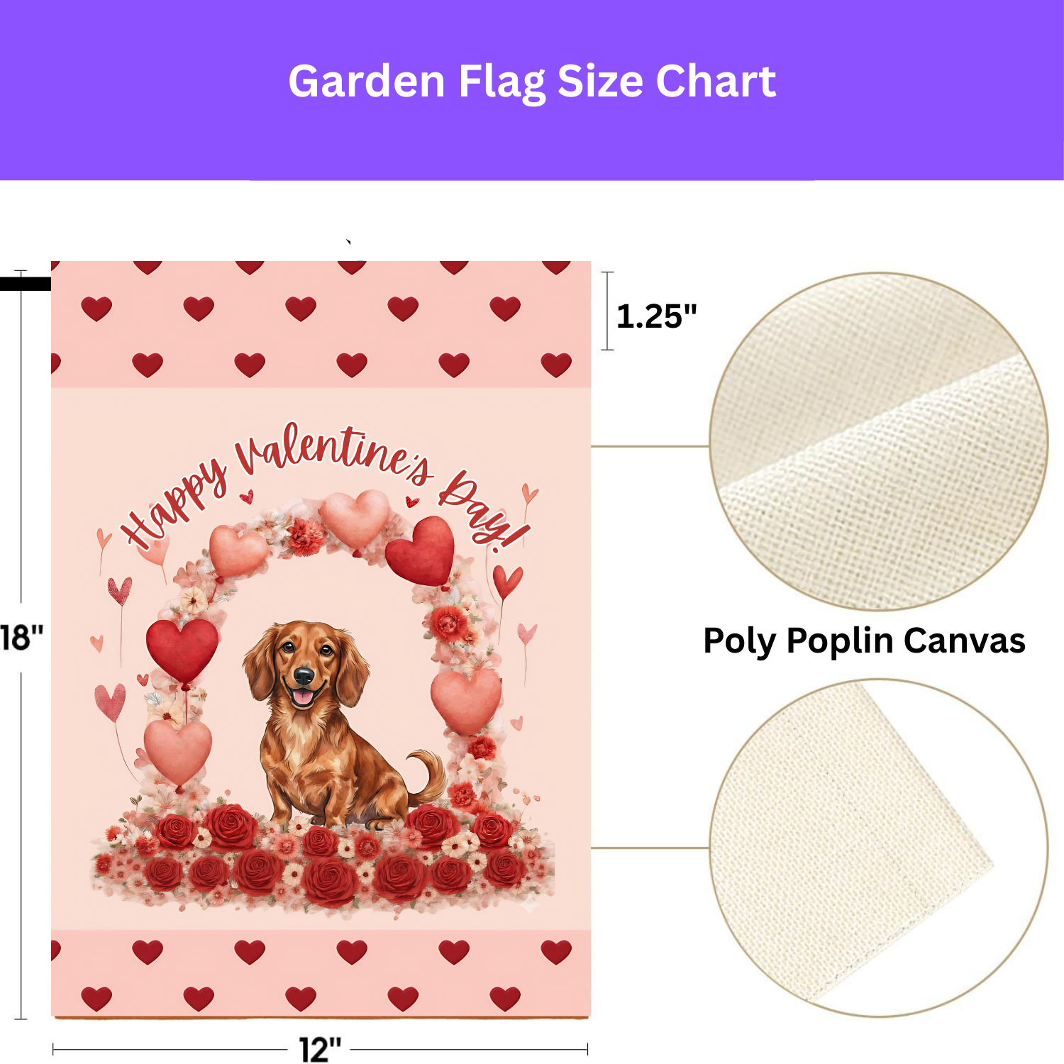 Valentine's Day Dachshund Garden Flag