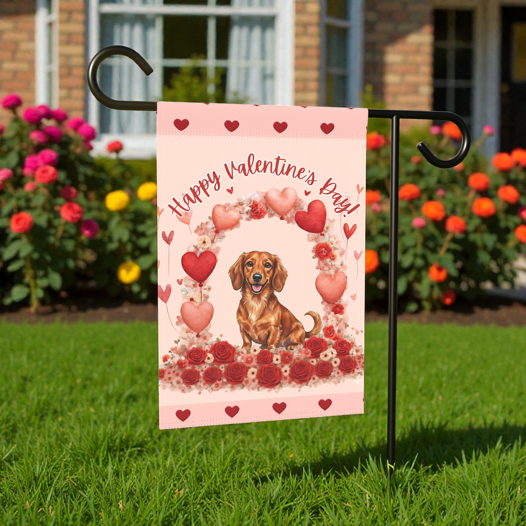 Valentine's Day Dachshund Garden Flag