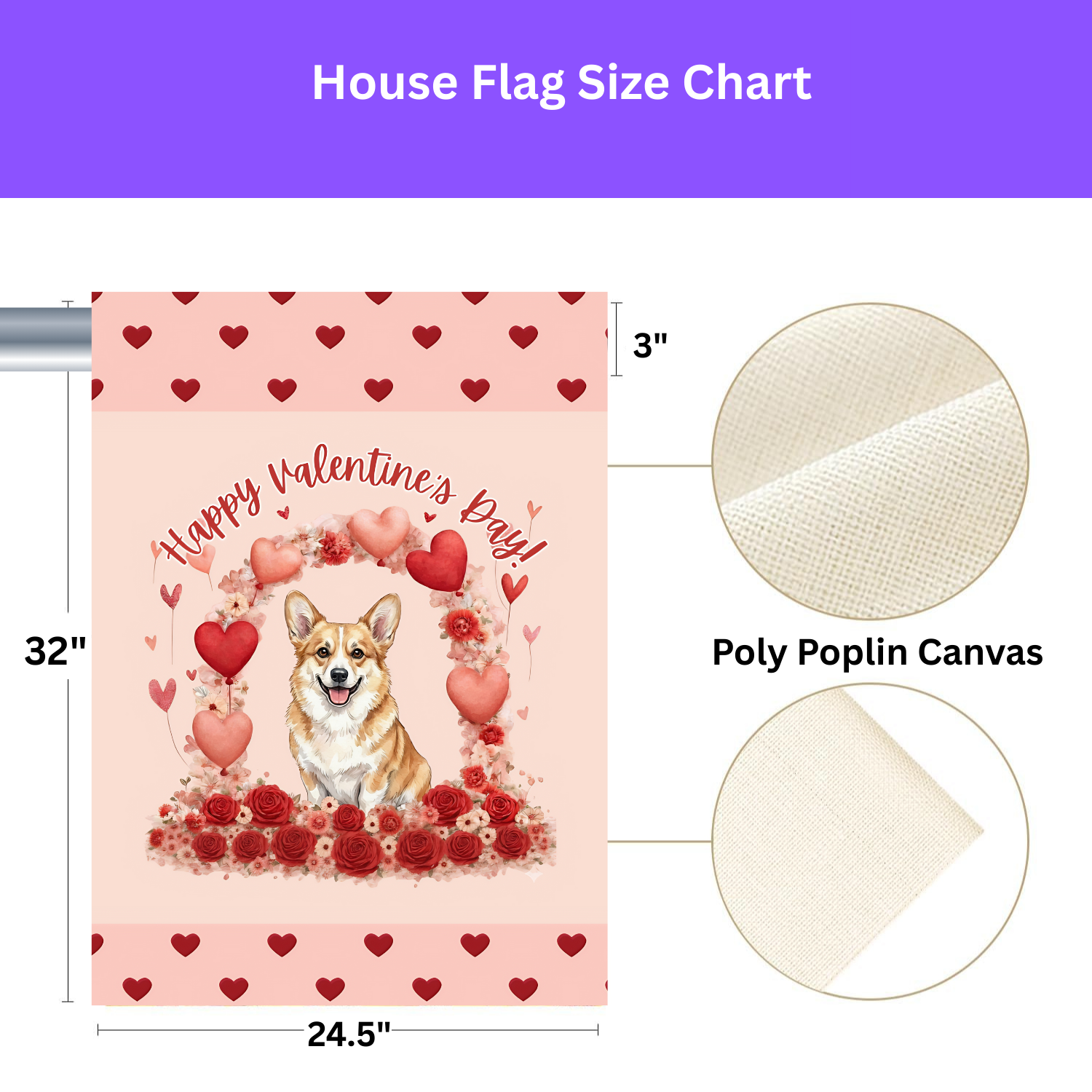 Valentine's Day Corgi Garden Flag